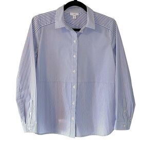 J.Jill striped blue and white classic shirt blouse size small petite